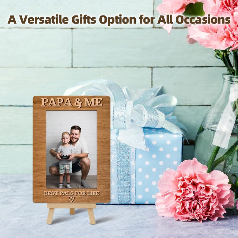OXRUN Papa & Me Picture Frame, Father's Day Gifts Wooden Photo Frame with Easel, Display Photo Insert, 4x6 Picture Frame for Tabletop Display - A18 - Image 5